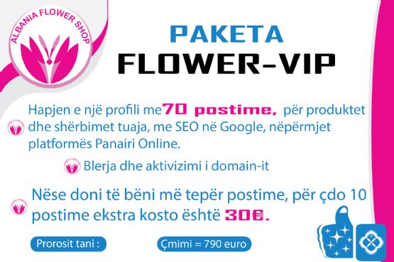  Abonimi për 365 ditë në platformën ALBANIA FLOWER SHOP me paketën FLOWER-VIP